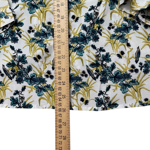J. Jill Blouse Womens Large Blue Gold Floral Boho V Neck Shell Like Button Front - Picture 9 of 10